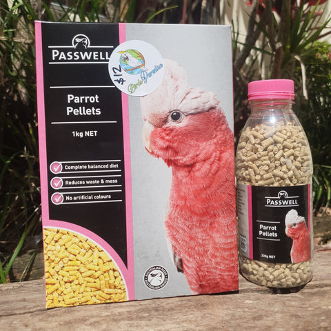 Passwell parrot pellets 1kg 330g conure, ringneck, amazons, macaws, cockatoos, galahs parrot pellets balanced avian diet