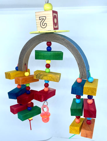 Paper Arc with wooden and blocks and beads