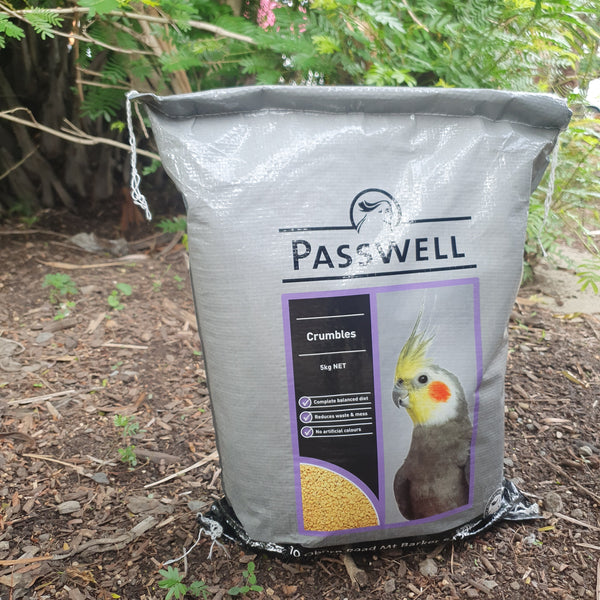 Passwell crumbles 5kg, cockatiel food, bird food, nutritious, diet, bulk